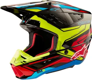 Alpinestars 8306123-1533-XXL: S-M5 Action 2 Helmet Blk/Ylw Fluo/Brt Rd Glossy 2X