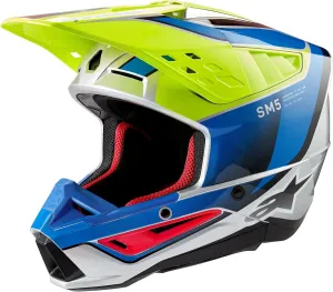 Alpinestars 8306823-5579-L: S-M5 Sail Helmet Ylw Fluo/Enamel Blu/Slv G Lg