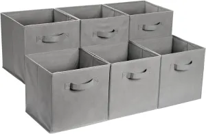 Amazon Basics Collapsible Fabric Storage Cube Bins Organizer with Handles, Sturdy, Gray, 13-x-13-x-13-inch, Pack of 6