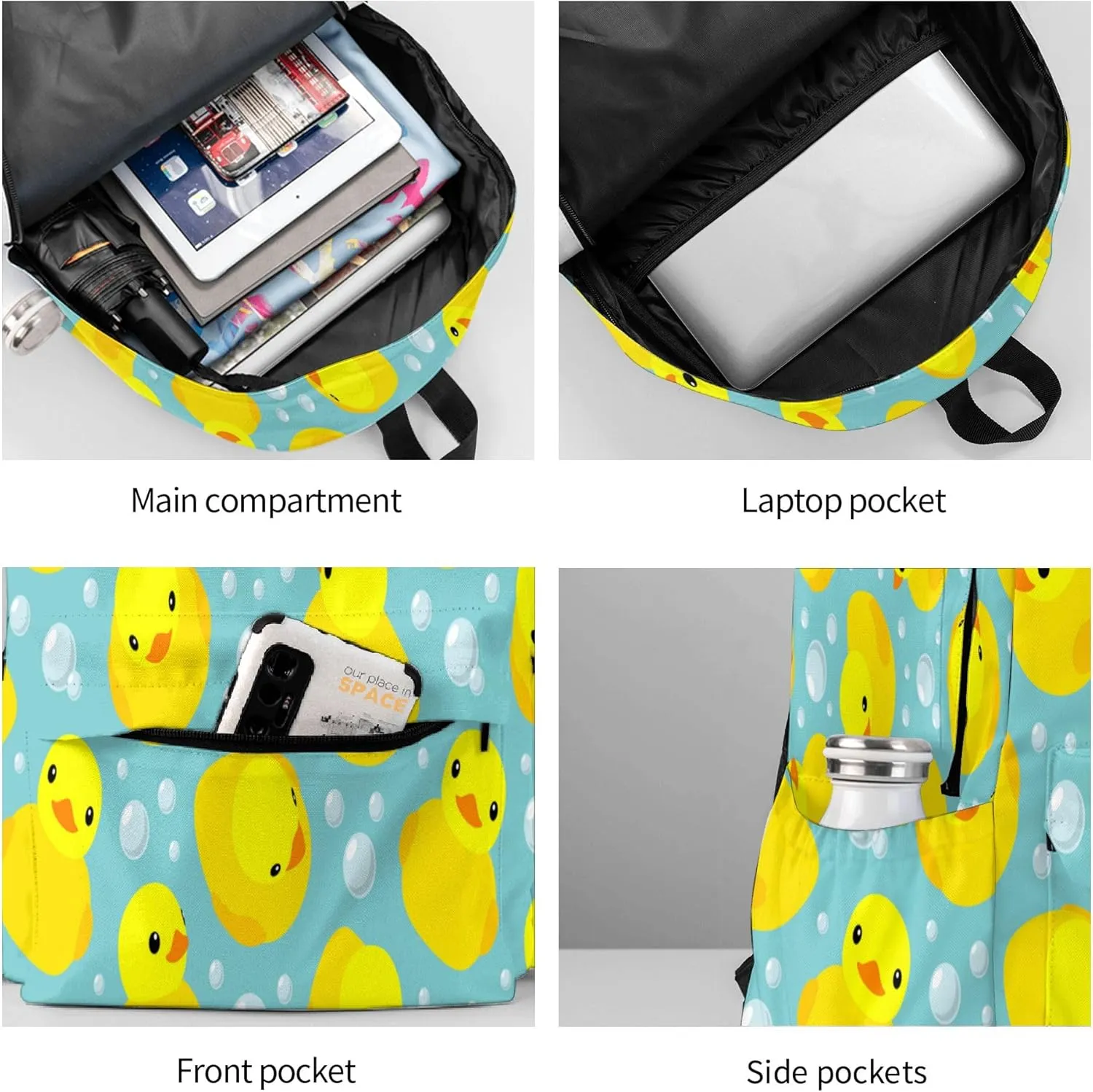 AMRANDOM Backpack Yellow Rubber Ducks Daypack Casual Bag