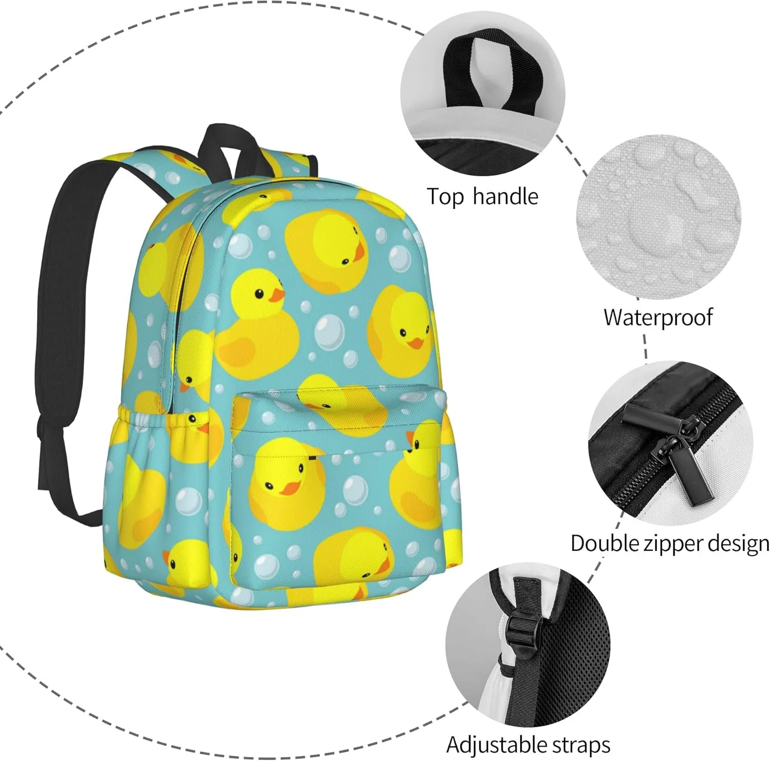 AMRANDOM Backpack Yellow Rubber Ducks Daypack Casual Bag