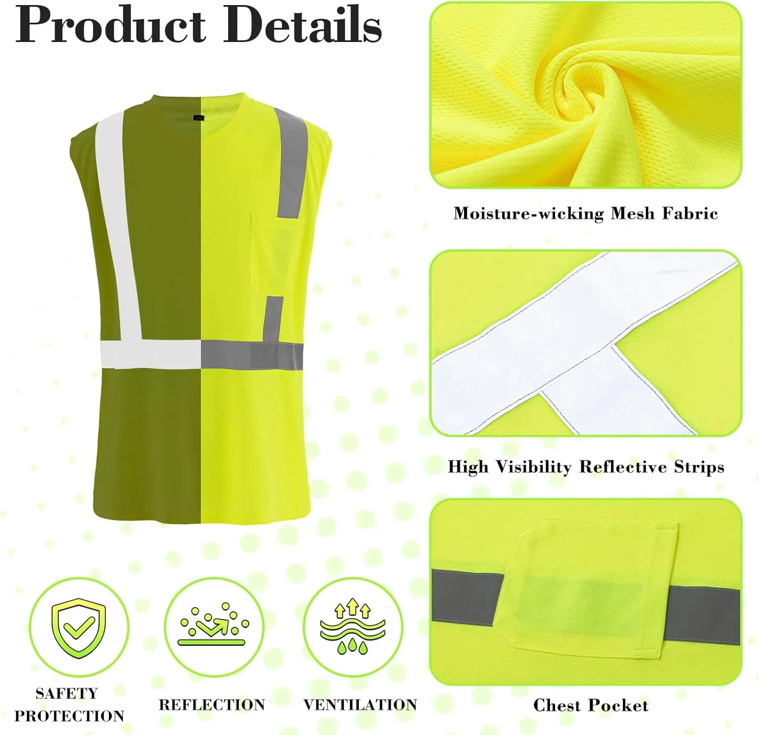 Amylove 4 Pcs High Visibility Vest Class 2 Reflective Safety Vest Reflective Construction Work Shirts for Men Women