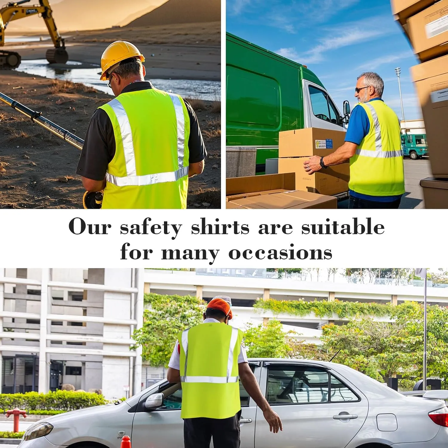 Amylove 4 Pcs High Visibility Vest Class 2 Reflective Safety Vest Reflective Construction Work Shirts for Men Women