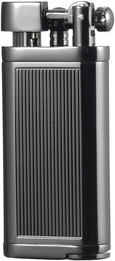Angled Soft Flame Antique Style Lift Arm Butane Refillable Lighter with Tamper & Pick (Black)