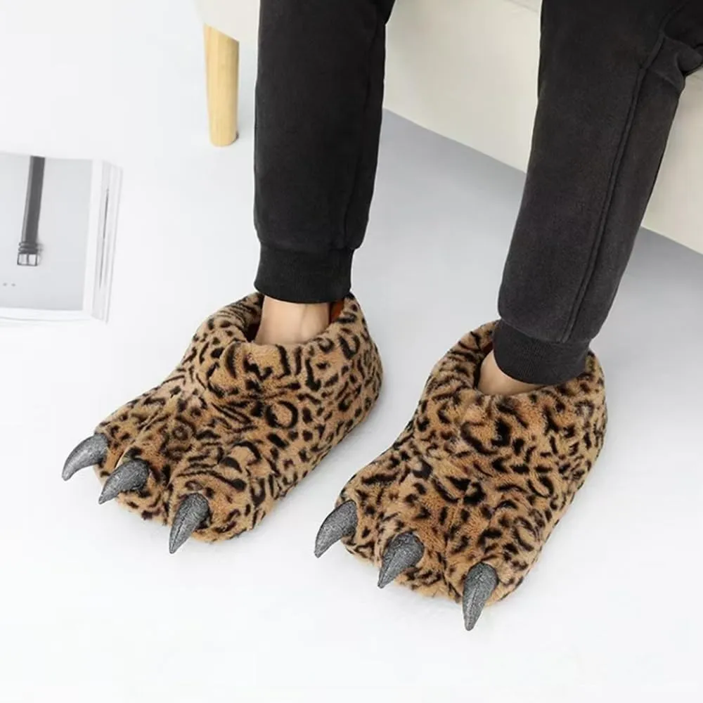 Animal Paw Slippers Plush Warm Home Slippers Bear Slippers for Adults Stuffed Furry Animal Monster Claw Paw