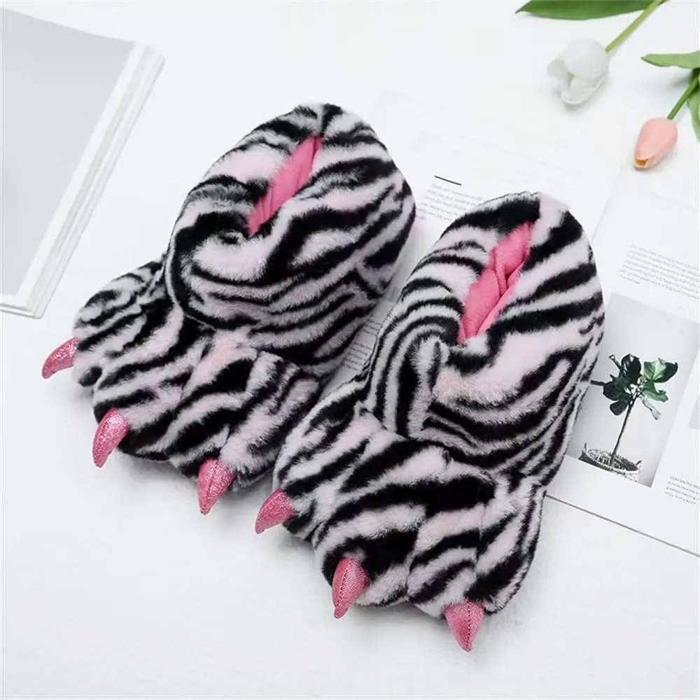 Animal Paw Slippers Plush Warm Home Slippers Bear Slippers for Adults Stuffed Furry Animal Monster Claw Paw