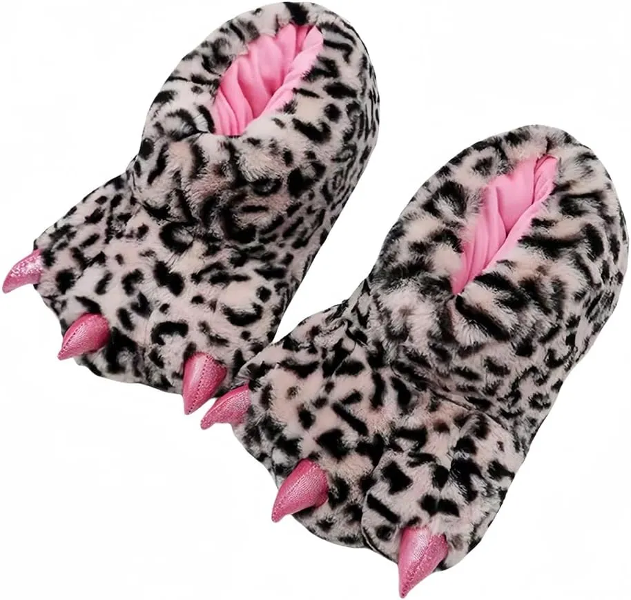 Animal Paw Slippers Plush Warm Home Slippers Bear Slippers for Adults Stuffed Furry Animal Monster Claw Paw