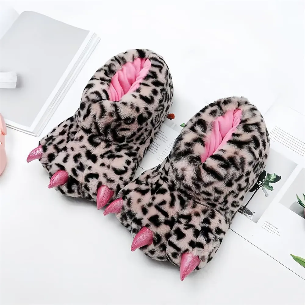 Animal Paw Slippers Plush Warm Home Slippers Bear Slippers for Adults Stuffed Furry Animal Monster Claw Paw