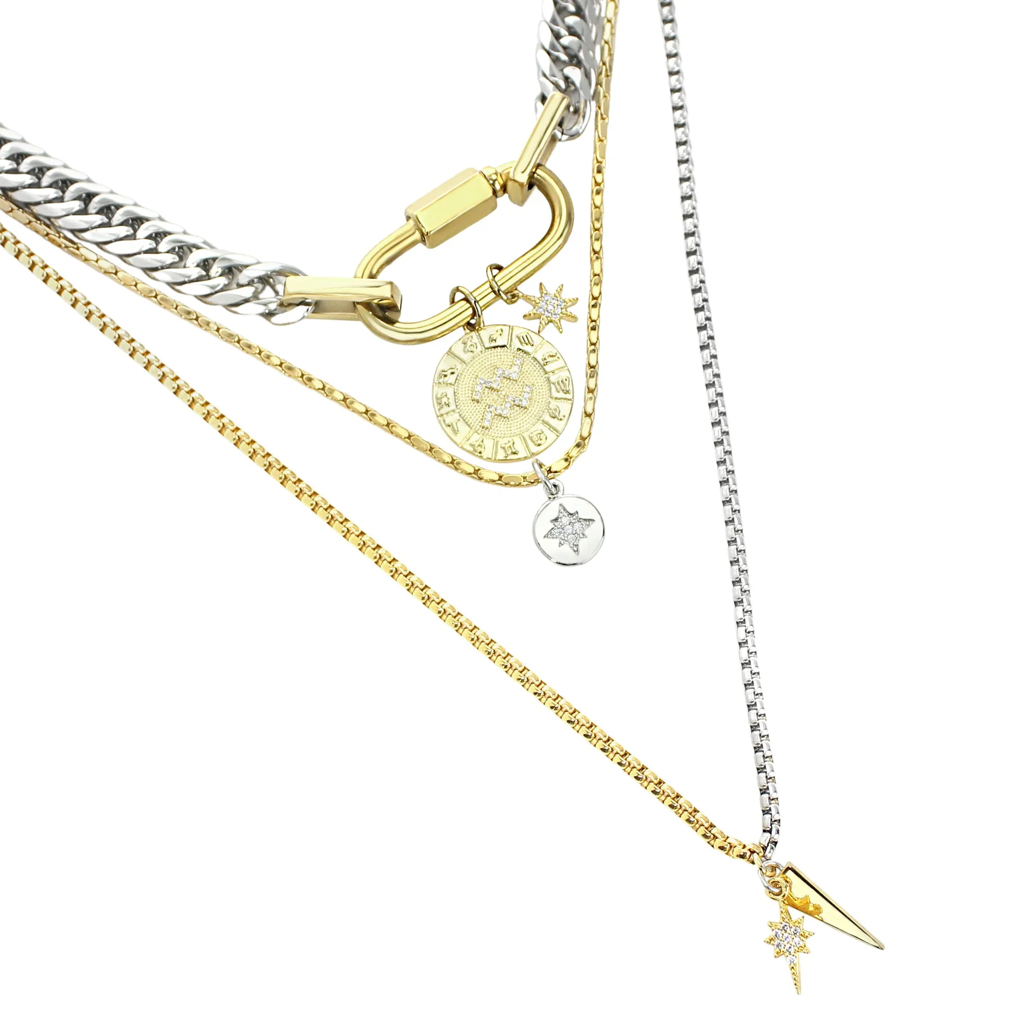 ANNE ZODIAC LAYERED NECKLACE SET - AQUARIUS