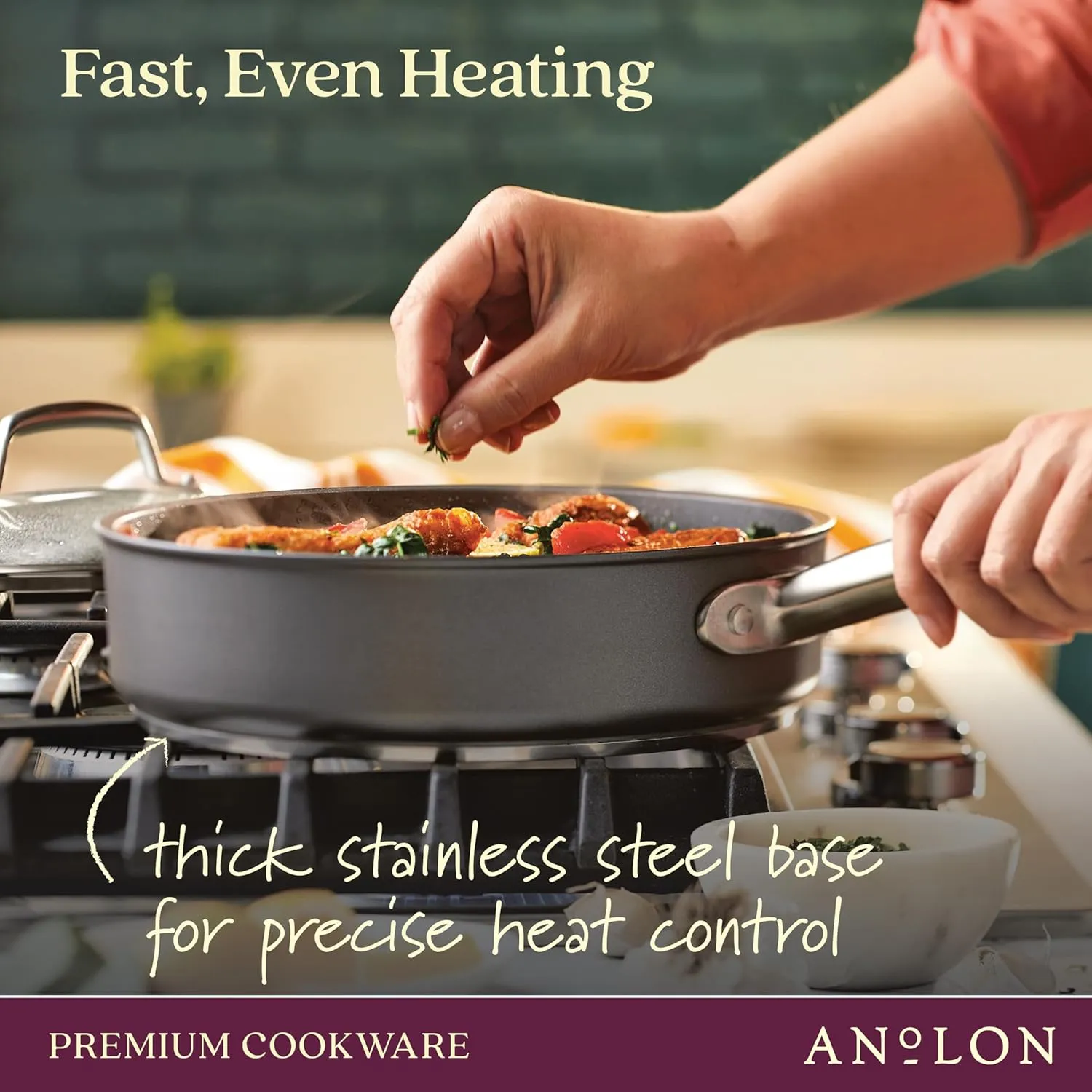 Anolon Accolade Forged Hard Anodized Nonstick Cookware Pots and Pans Set, 12 Piece - Moonstone Gray