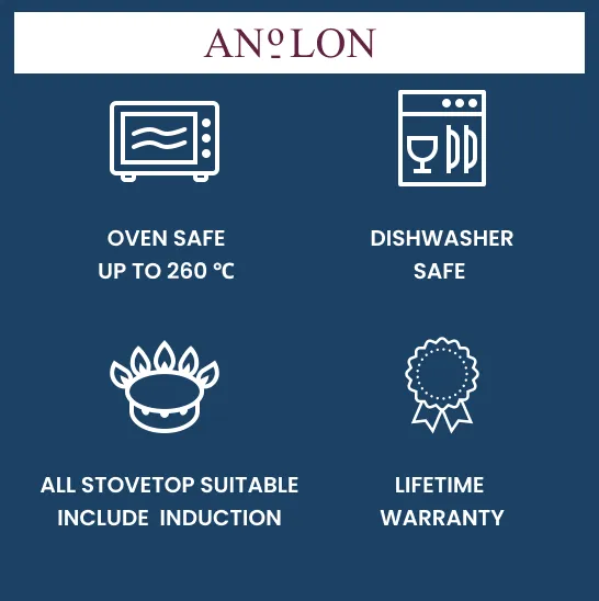 Anolon Non Stick Cookware Set Induction Suitable Black – 10 Piece (Covered Saucepan 16cm and 20cm , Covered Stockpot 7.6L , Covered Sauté 3.3L, Fry pan 16cm and 20cm)