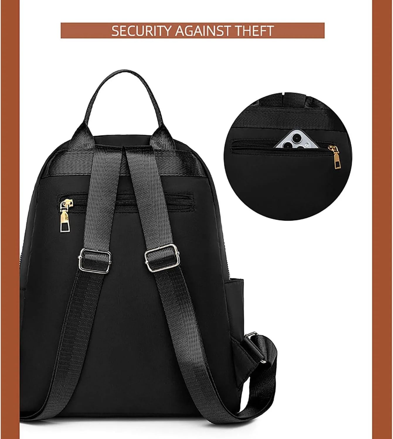 Anti-Theft Oxford College Backpack Lightweight Travel Daypack for Women Work Commute Outdoor Hiking Essentials (Black)
