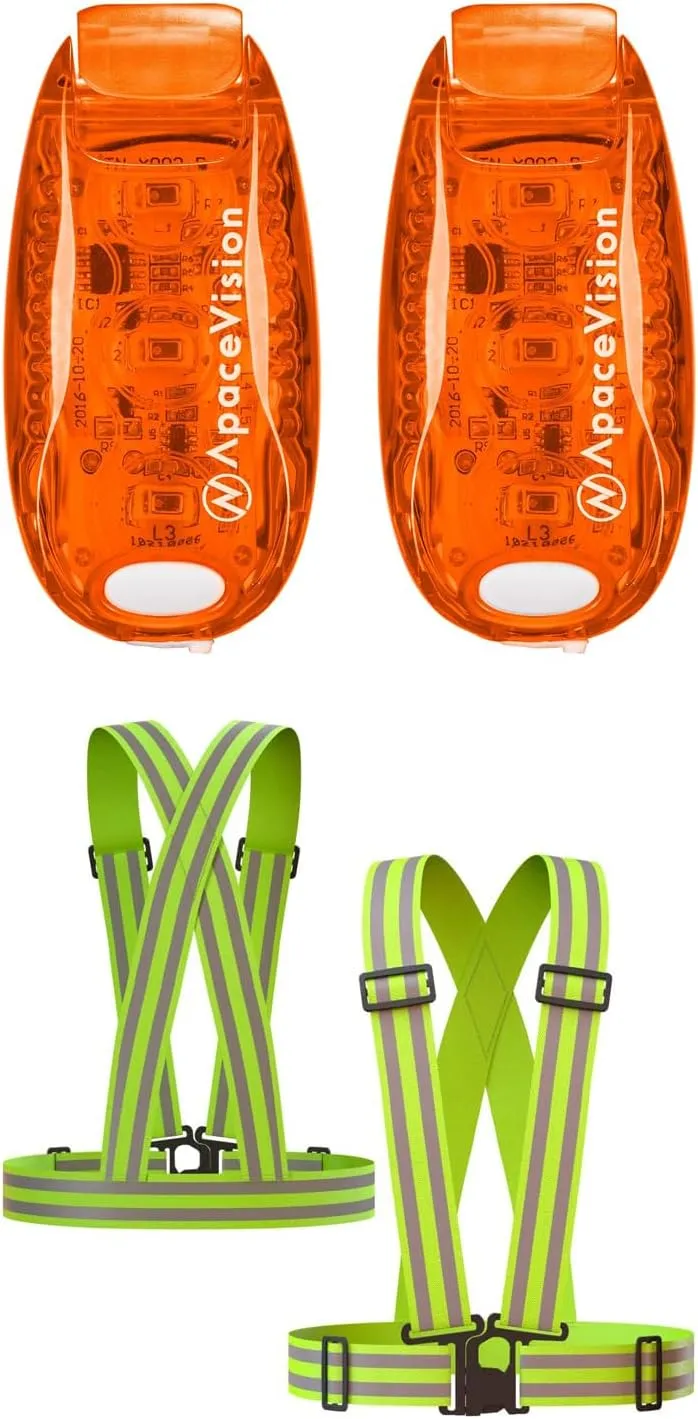 Apace Vision (2 Pack) - LED Safety Lights   Reflective Vests