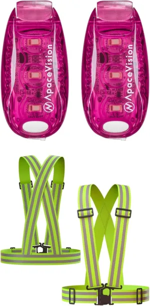 Apace Vision (2 Pack) - LED Safety Lights   Reflective Vests