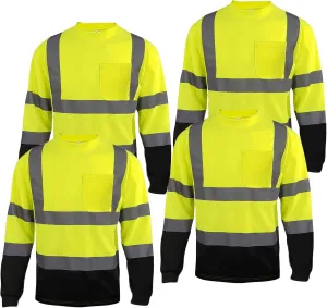Apparel High Visibility Shirts, Long Sleeve Hi Vis Reflective Safety Shirts with Pocket for Men