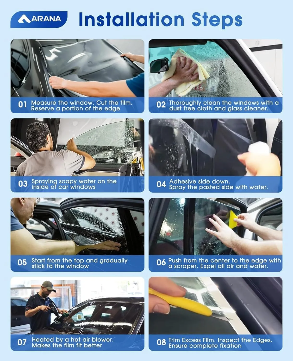 ARANA Car Window Tint Film 24" in × 15' Ft, 5% Premium Nano Ceramic Window Tints Automotive Privacy Tinted Film for Cars Trucks Heat Control 99% UV/IR Blocking Glare & Scratch Proof