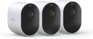 Arlo Pro 5S 2K Wireless Camera with Spotlight, Color Night Vision, Motion Detection, Dual-Band Wi-Fi, 2-Way Audio, Integrated Siren, White, 3 Pack, VMC4360P (Renewed)