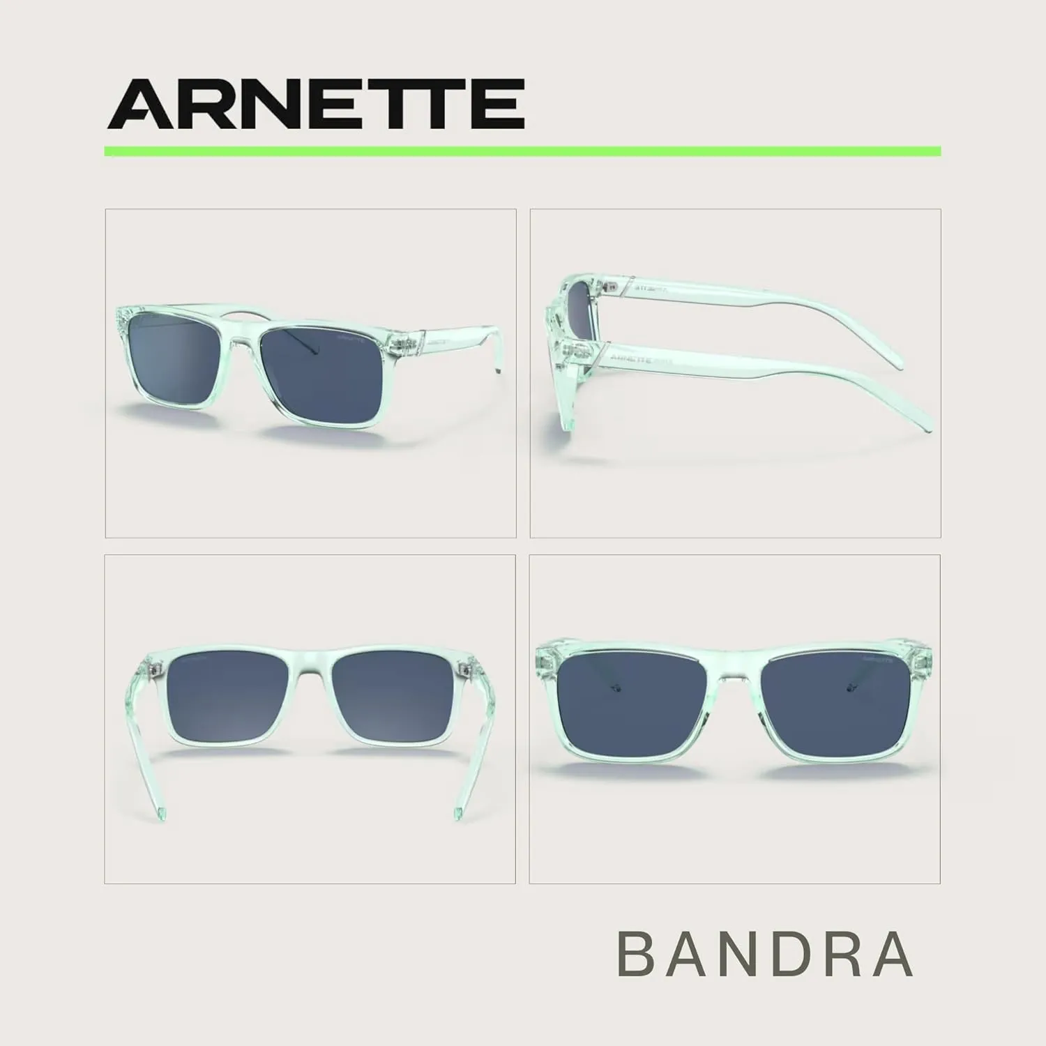 ARNETTE Bandra AN4298 Square Sunglasses for Men   BUNDLE With Designer iWear Complimentary Eyewear Kit