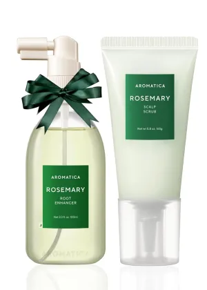 AROMATICA Rosemary Root Enhancer And Scalp Scrub Set - Rosemary Water Spray And Scalp Exfoliator For Dry Scalp Treatment, Refresh Your Hair with Rosemary Oil Scalp Care for Mothers gift set