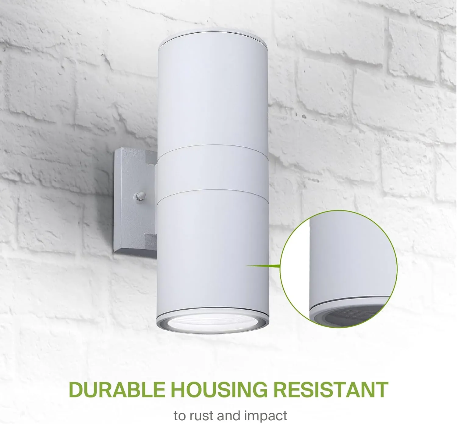 ASD 2 Light Outdoor Wall Light Fixture | 120W E26 Socket 120V ETL Cylinder Up Down Lights | LED/CFL/Incandescent Bulb Exterior Wall Sconce | Front Door, Porch, Patio Lighting | White, 2 Pack
