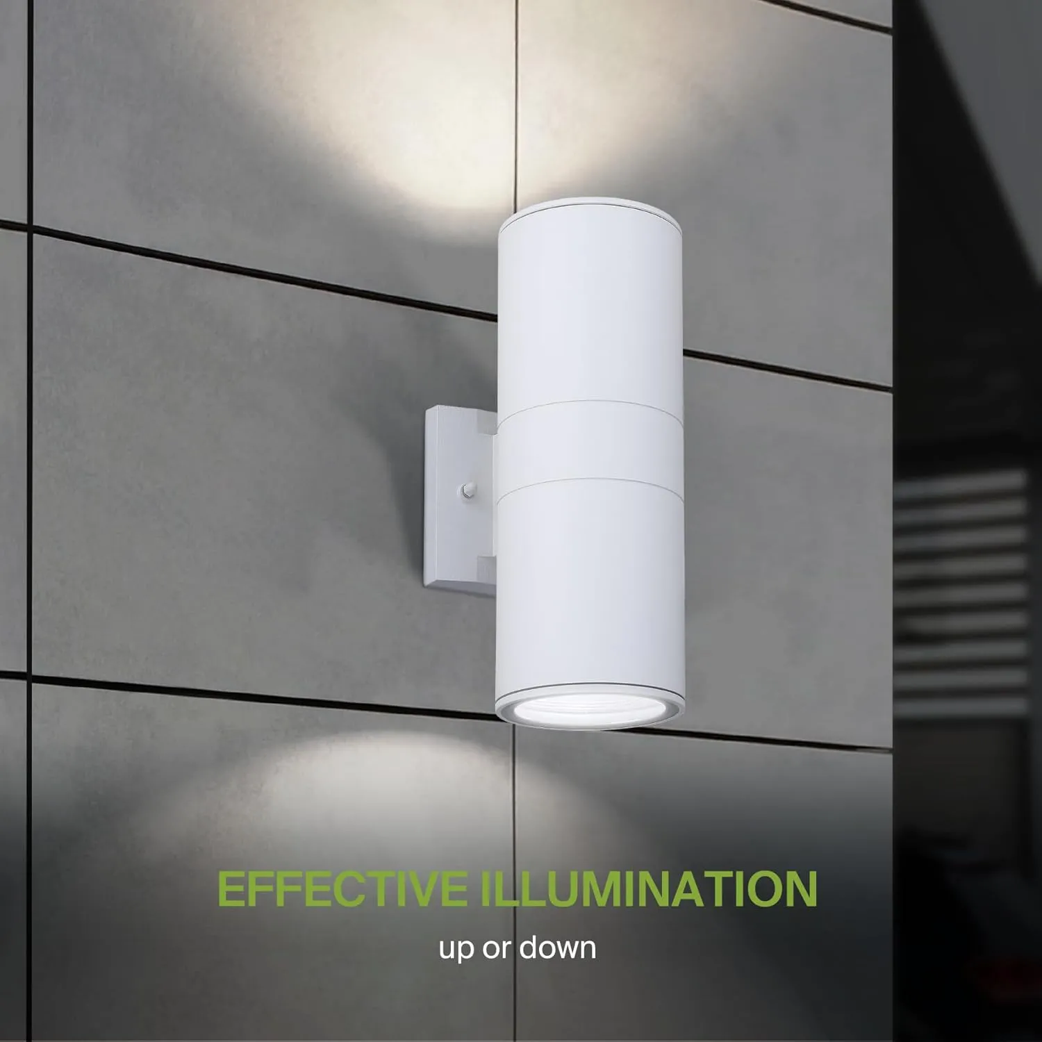 ASD 2 Light Outdoor Wall Light Fixture | 120W E26 Socket 120V ETL Cylinder Up Down Lights | LED/CFL/Incandescent Bulb Exterior Wall Sconce | Front Door, Porch, Patio Lighting | White, 2 Pack