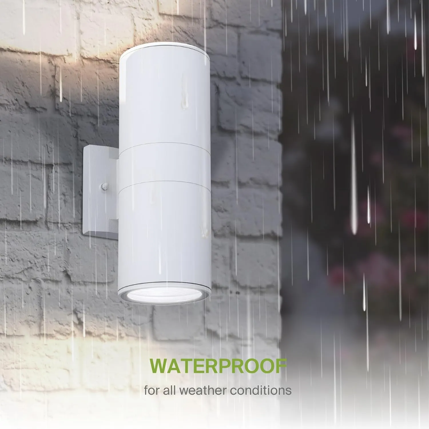 ASD 2 Light Outdoor Wall Light Fixture | 120W E26 Socket 120V ETL Cylinder Up Down Lights | LED/CFL/Incandescent Bulb Exterior Wall Sconce | Front Door, Porch, Patio Lighting | White, 2 Pack