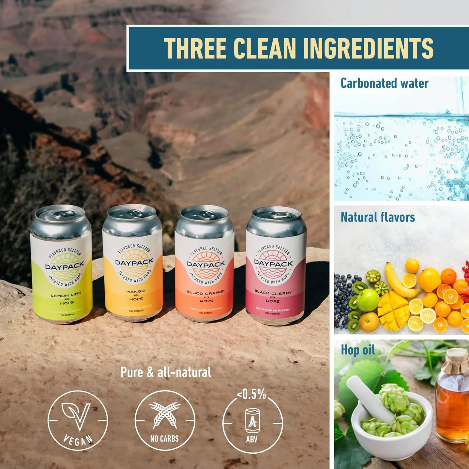 Athletic Brewing Company Daypack Sparkling Water Infused With Hops, Gluten Free & Vegan Soda Water, Zero Calorie, Natural Flavors, Variety Pack 24 Count, 12 FL Oz Cans