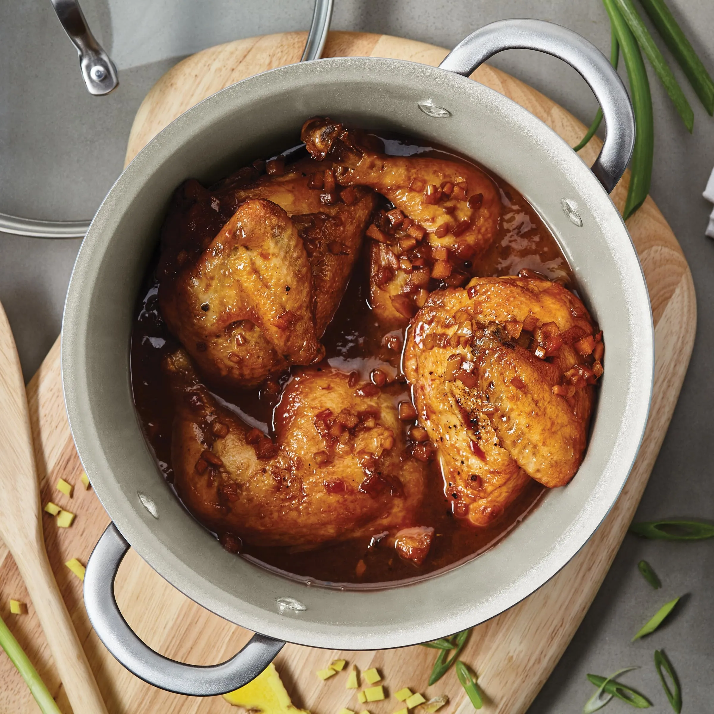 Ayesha Curry Home Collection Nonstick Cookware Pots and Pans Set, 9 Piece, Sienna Red