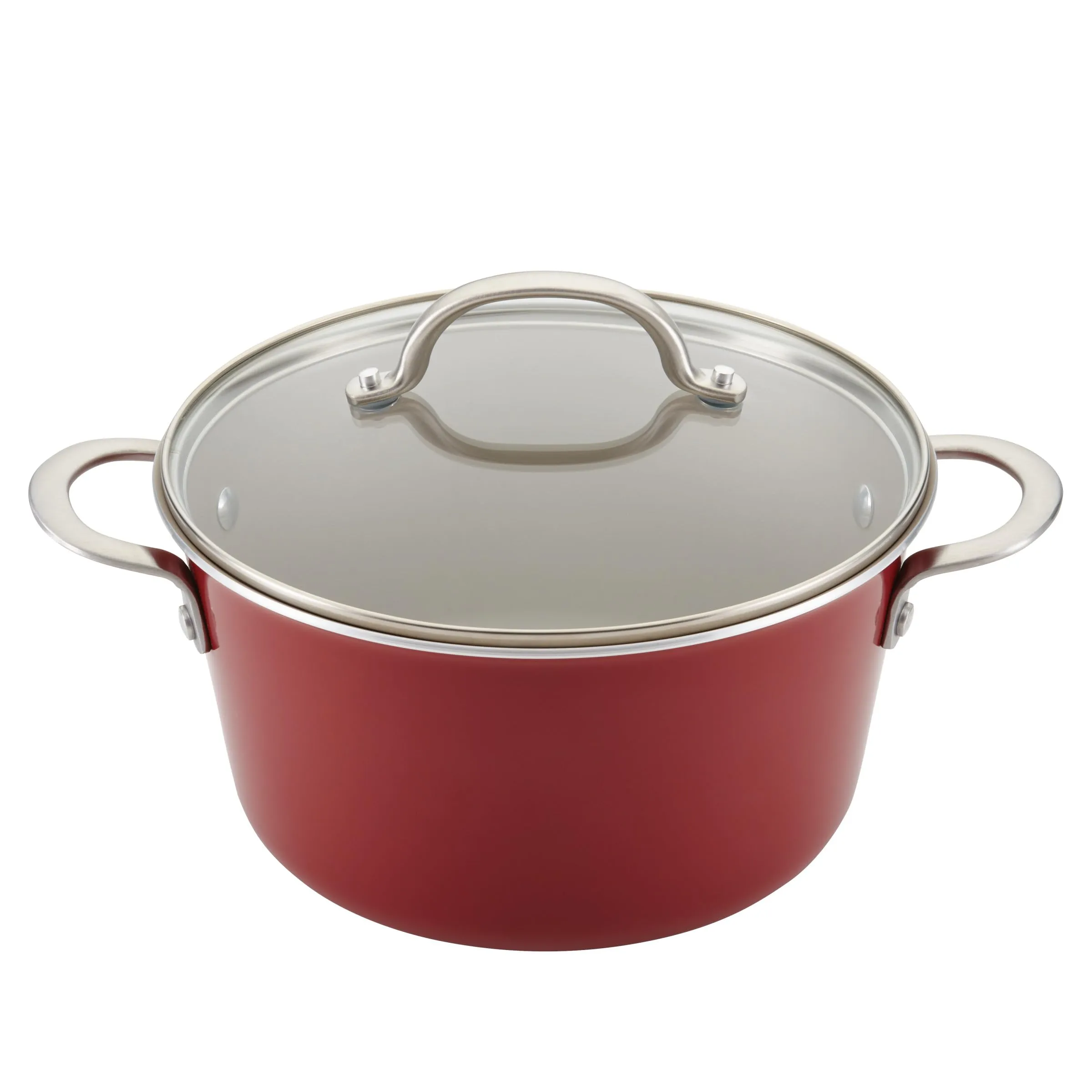 Ayesha Curry Home Collection Nonstick Cookware Pots and Pans Set, 9 Piece, Sienna Red