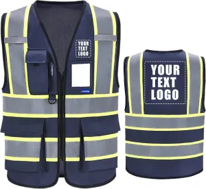 AYKRM Custom Logo Personalised Printed High Visibility Reflective 2 two tone work construction Safety Vest