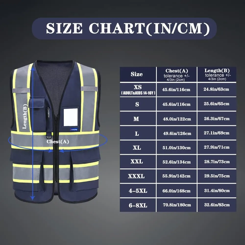 AYKRM Custom Logo Personalised Printed High Visibility Reflective 2 two tone work construction Safety Vest