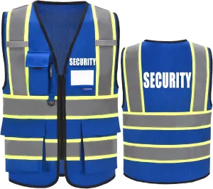 AYKRM Security Vest for Men Women 7 Pockets High Visibility Reflective Safety Vest Front Zipper Meets ANSI/ISEA