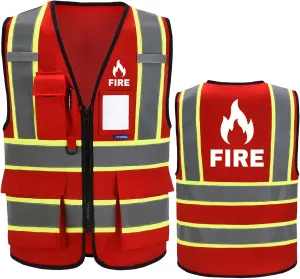 AYKRM Security Vest for Men Women 7 Pockets High Visibility Reflective Safety Vest Front Zipper Meets ANSI/ISEA