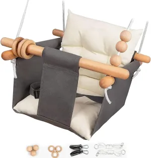 Baby Swing Outdoor Indoor Toddler Swing Seat with Safety Belt, Canvas Hanging Swings Outside Tree Swing Great Gift for Baby Boys Girls Kids Lovers