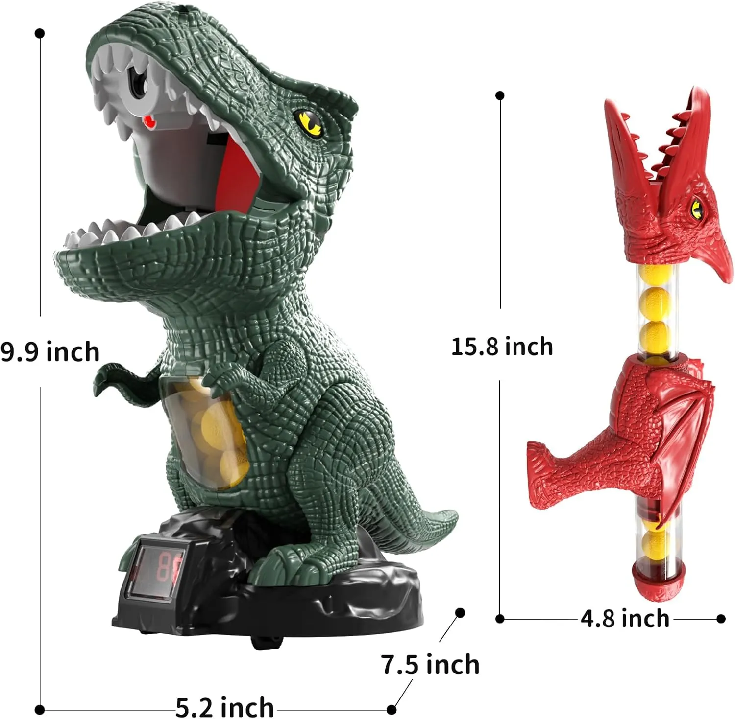 Babyhome Movable Dinosaur Shooting Toys for Kids 3 4 5 6 7  Years, Tyrannosaurus Shooting Game with Water Mist Spray and Pterosaur Air Pump Foam Shooting Toys (Navy)