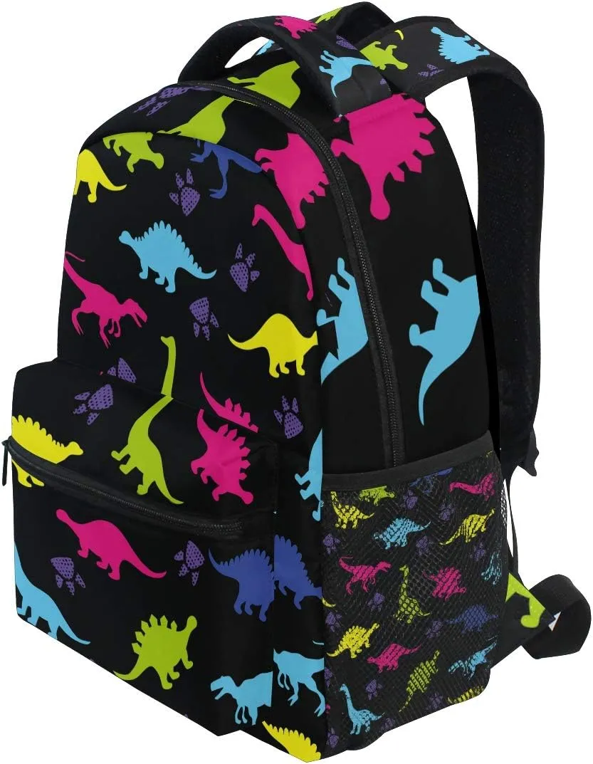 Backpack Animal Dinosaur Paw Print Adults School Bag Casual College Bag Travel Zipper Bookbag Hiking Shoulder Daypack for Women Men
