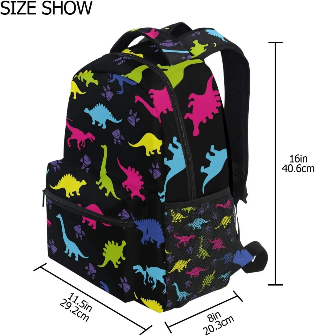 Backpack Animal Dinosaur Paw Print Adults School Bag Casual College Bag Travel Zipper Bookbag Hiking Shoulder Daypack for Women Men