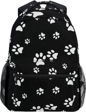 Backpack Animal Puppy Dog Paw Print Adults School Bag Casual College Bag Travel Zipper Bookbag Hiking Shoulder Daypack for Women Men
