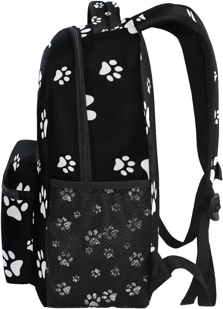 Backpack Animal Puppy Dog Paw Print Adults School Bag Casual College Bag Travel Zipper Bookbag Hiking Shoulder Daypack for Women Men