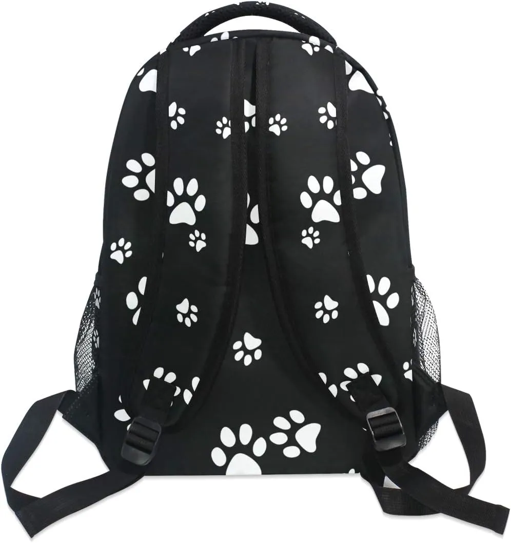 Backpack Animal Puppy Dog Paw Print Adults School Bag Casual College Bag Travel Zipper Bookbag Hiking Shoulder Daypack for Women Men