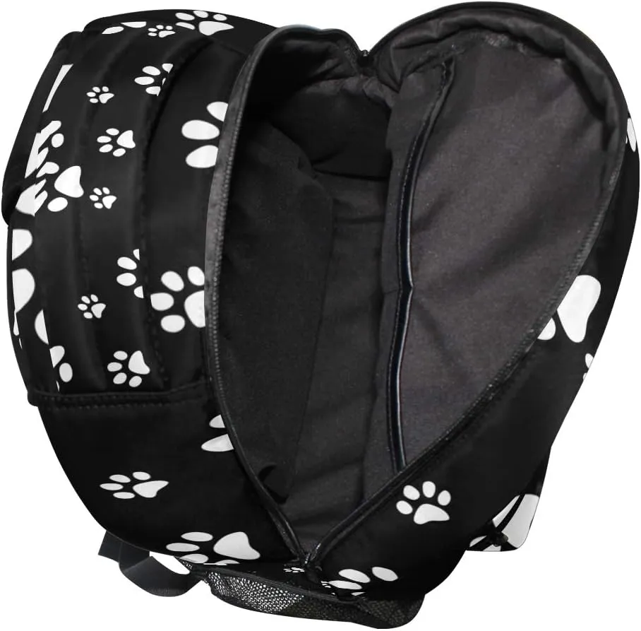 Backpack Animal Puppy Dog Paw Print Adults School Bag Casual College Bag Travel Zipper Bookbag Hiking Shoulder Daypack for Women Men