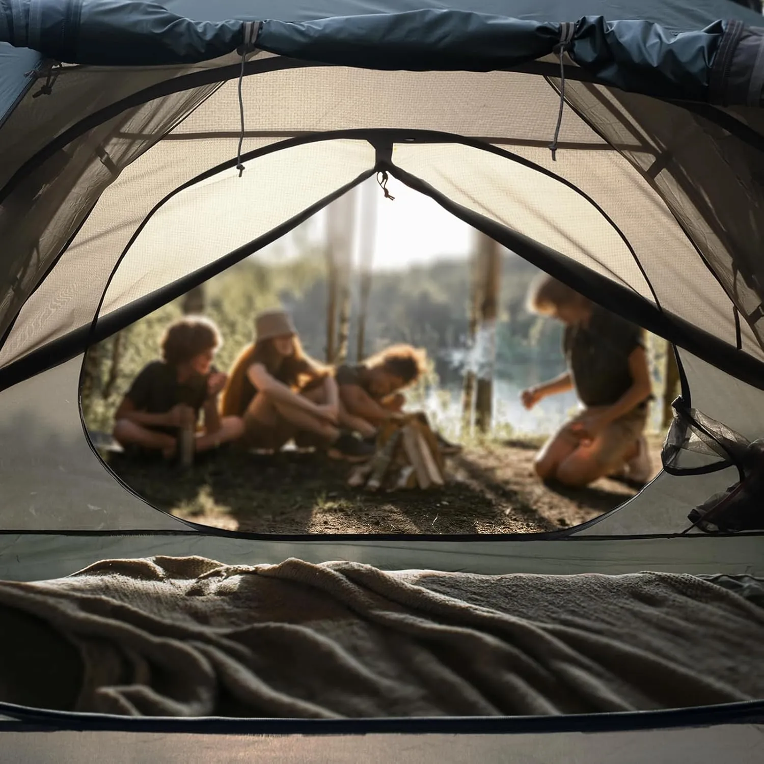 Backpacking Tent for Camping 2/3/4 Person Hiking Ultralight Tent for Waterproof Windproof Outdoor Tents Easy Setup Two Doors Double Layer Lightweight Instant Tents