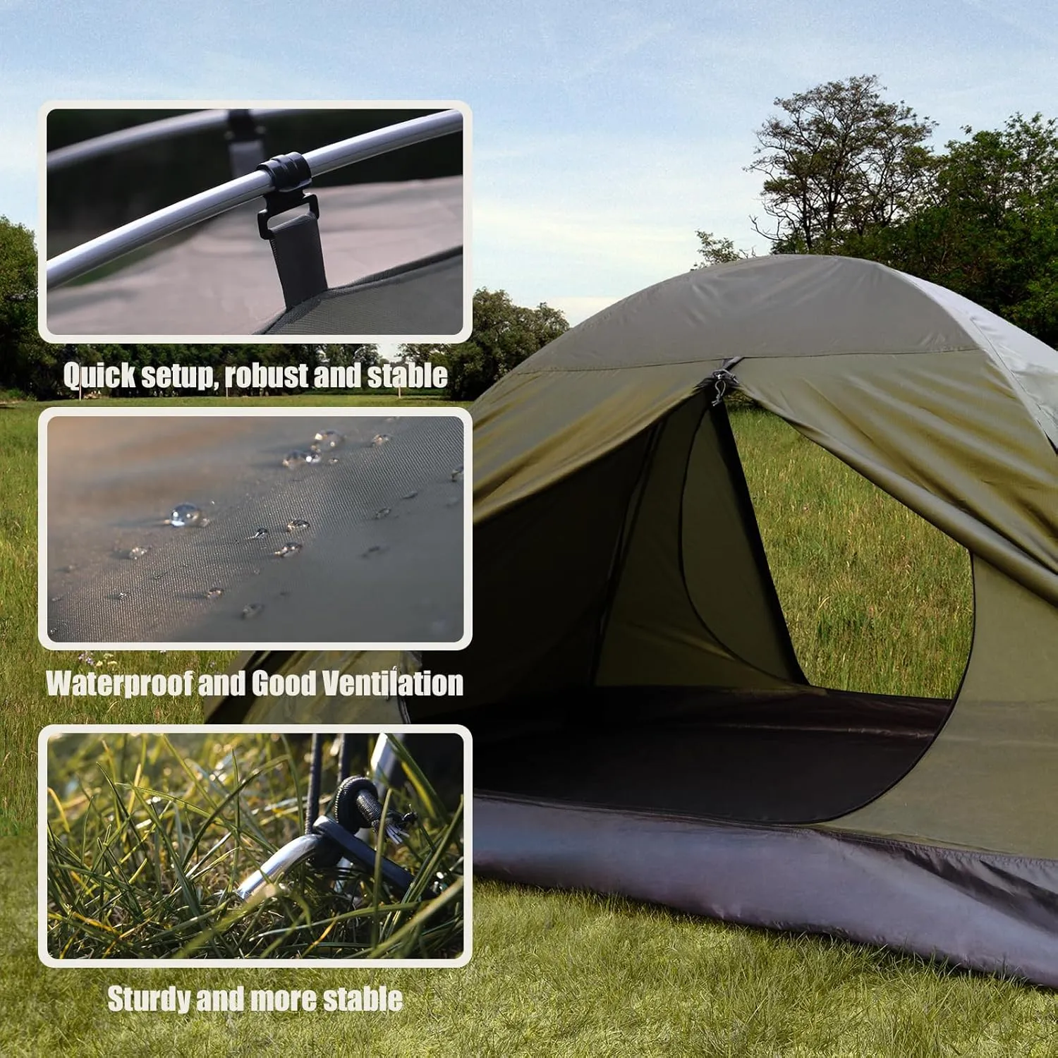 Backpacking Tent for Camping 2/3/4 Person Hiking Ultralight Tent for Waterproof Windproof Outdoor Two Doors Tents Easy Quick Setup Lightweight Tent Instant Tent