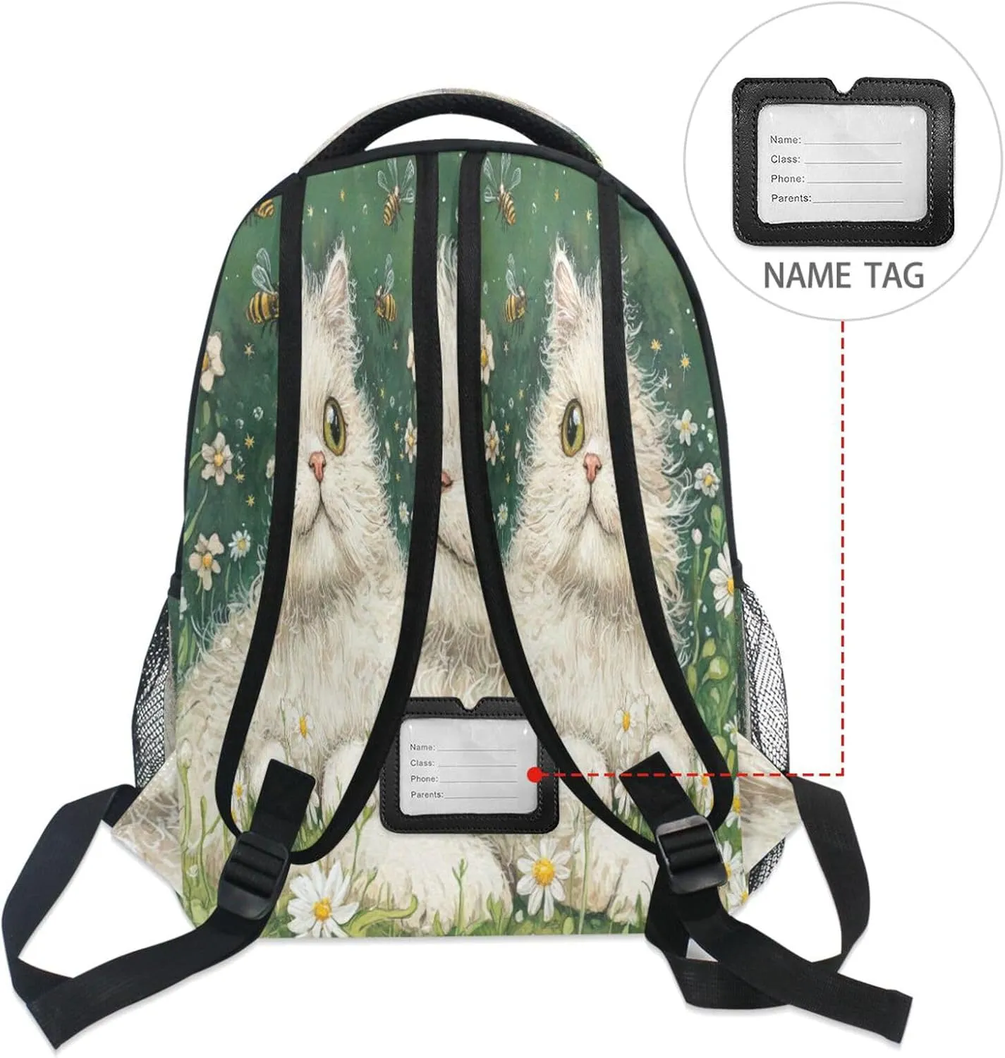 Backpacks for Unisex Adult Fashion Stylish Travel Bags with Chest Strap for College Work Art Selkirk Rex Cats Green