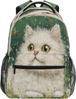 Backpacks for Unisex Adult Fashion Stylish Travel Bags with Chest Strap for College Work Art Selkirk Rex Cats Green