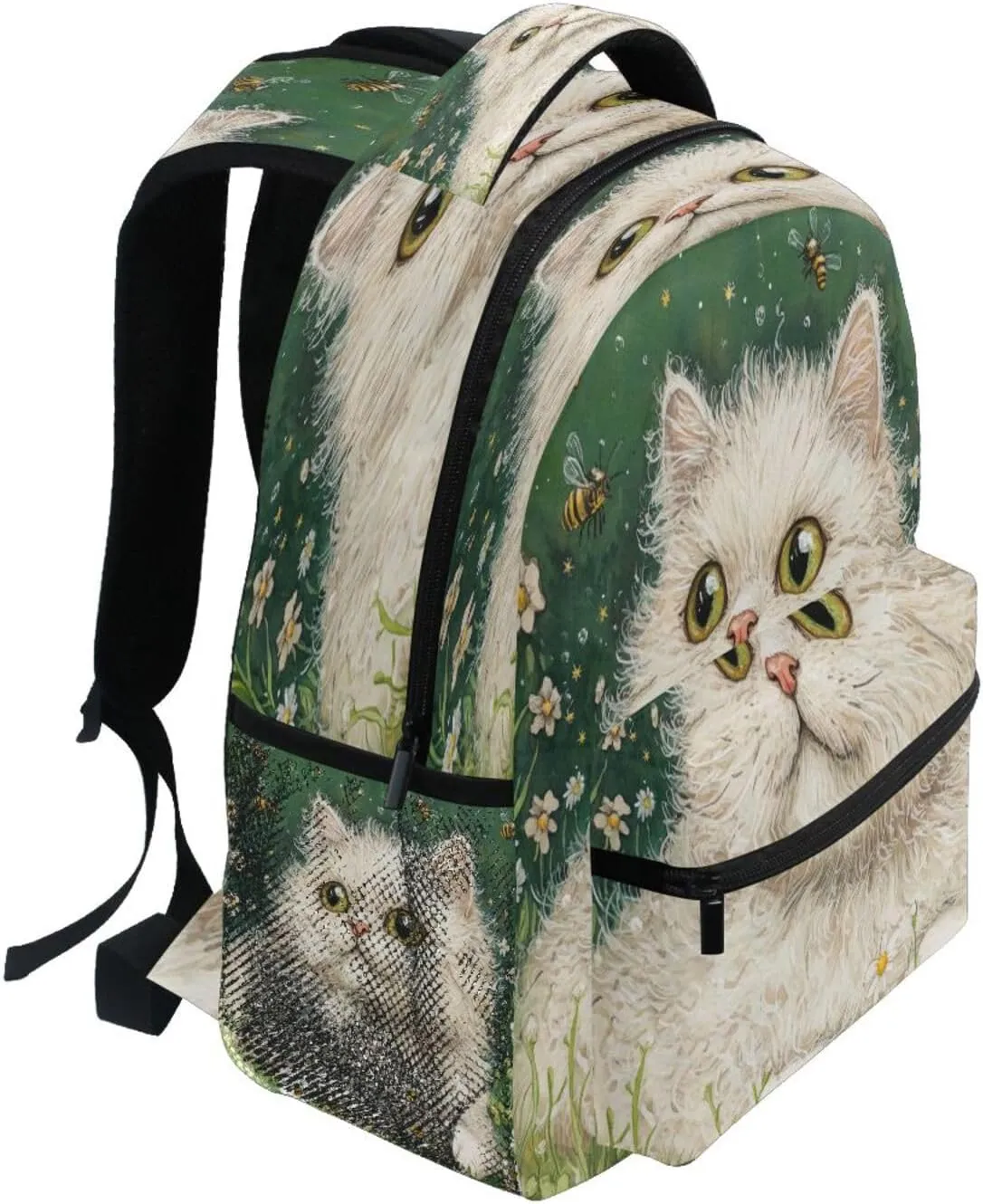 Backpacks for Unisex Adult Fashion Stylish Travel Bags with Chest Strap for College Work Art Selkirk Rex Cats Green