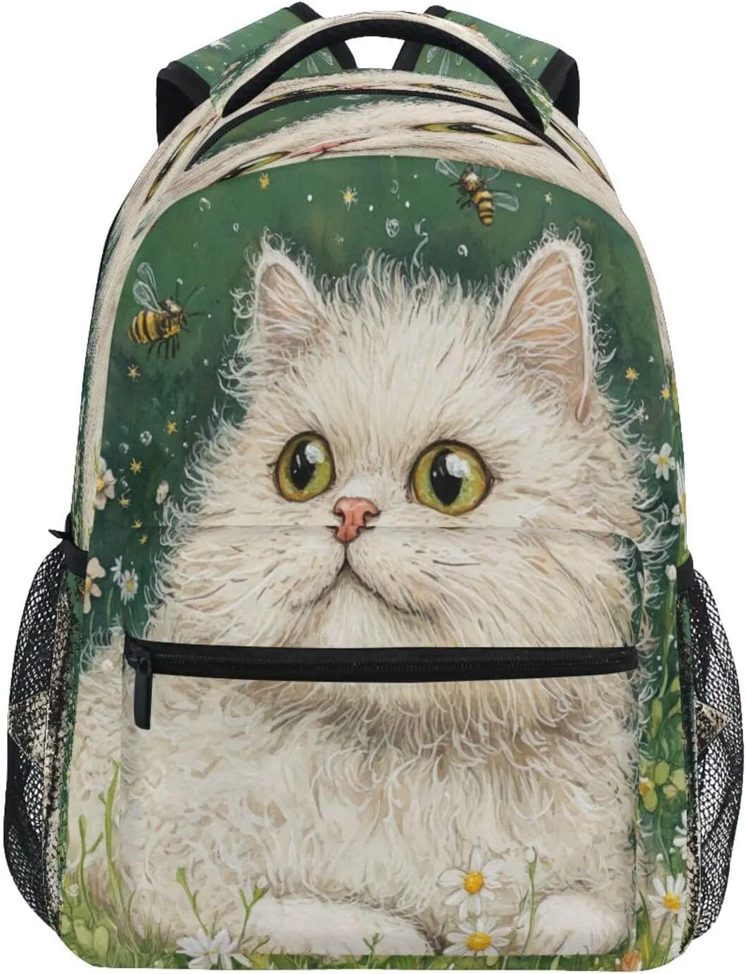 Backpacks for Unisex Adult Fashion Stylish Travel Bags with Chest Strap for College Work Art Selkirk Rex Cats Green