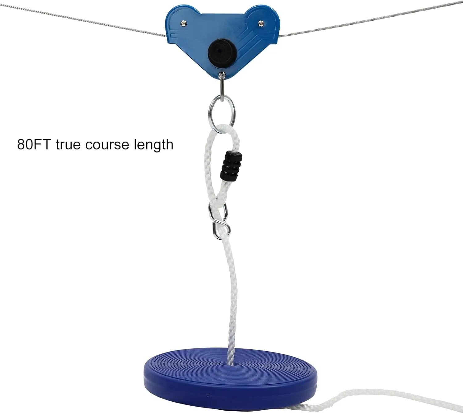 Backyard Zip Line Kit, 80FT Kids Zip Line Kit Teens Stainless Steel Ziplines Adult Up Outdoor Zip line Set with Safety Spring Brake System, 330.7lbs Load Capacity for Backyards Parks Playgrounds