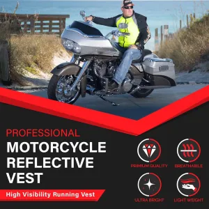 Badass Moto Safety Vest With Pockets. Motorcycle Reflective Vest For Motorcycle Jacket. High Visibility Running Vest