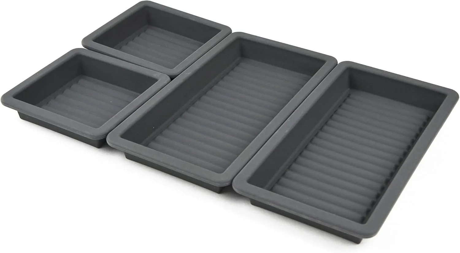 Baking Pan Dividers - Silicone Baking Trays, Sheet Pan Cooking, Nonstick 4 Piece Set, Reinforced Rims, Ribbed Bottoms, Oven Dishwasher Safe